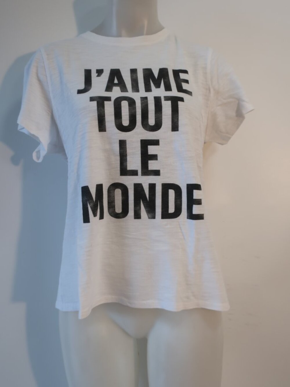 Womens Cinq a Sept White Black (Item- 58) J'Aime Tout Le Monde Graphic T-Shirt M - Picture 2 of 6